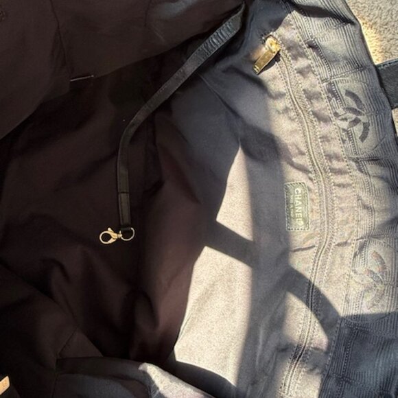 Chanel New Travel Line Tote MM Bag Nylon Jacquard Leather Black - Picture 16 of 16